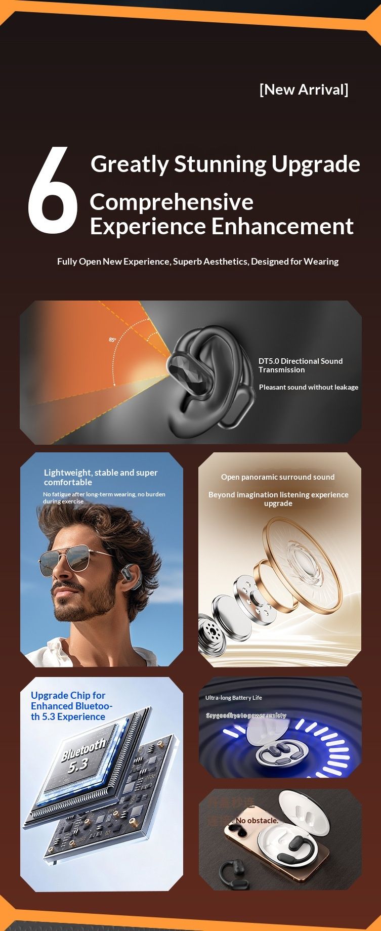 NeoGear New AI Translation OWS In-Ear Wireless Ear-Hook Open-Type Noise Cancelling Long Battery Life Bluetooth Earphones 144_voghion.com
