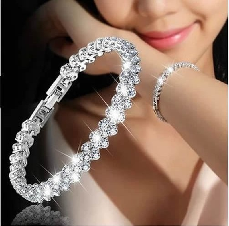 Luxus Réimescht Kristallarmband fir Fraen Moud Häerzkette Armbänner Strass Armband Hochzäit Brautschmuck Kaddoen_voghion.com