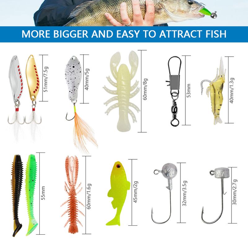 Esca 24 pezzi Accessori per spinning morbido Set di esche Attrezzatura da pesca Topmouth per le vacanze Scatola regalo_voghion.com