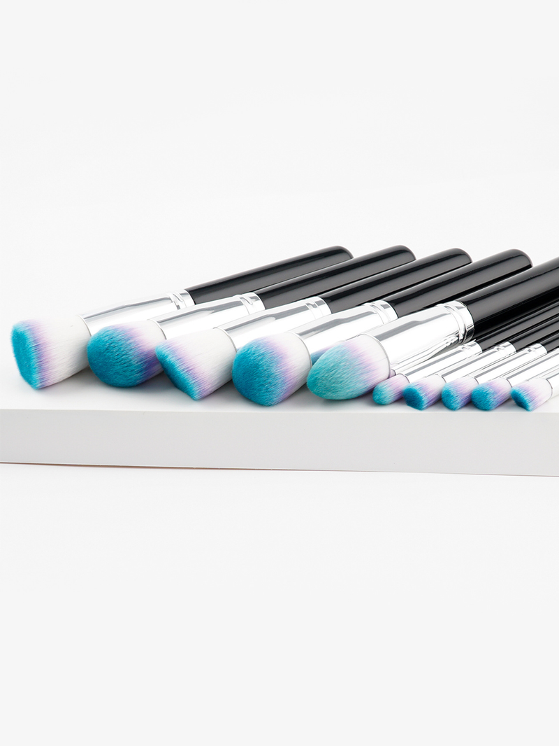 10-teiliges, hochwertiges, großes, professionelles Make-up-Pinselset in Schwarz_voghion.com