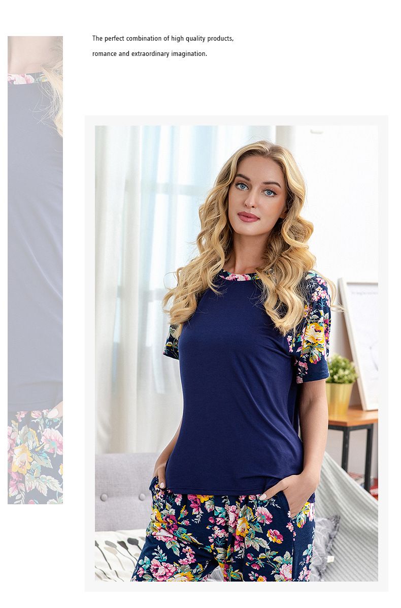 Pigiama da donna in cotone lavorato a maglia, tinta unita, stampato, taglie forti, multi-taglie_voghion.com