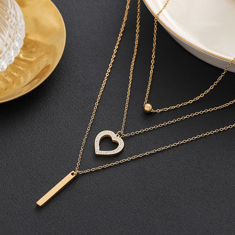 Meichen Fashion New Titanium Steel Non fading Layered Love Feeling Necklace, Elegant and Versatile Collar Chain_voghion.com