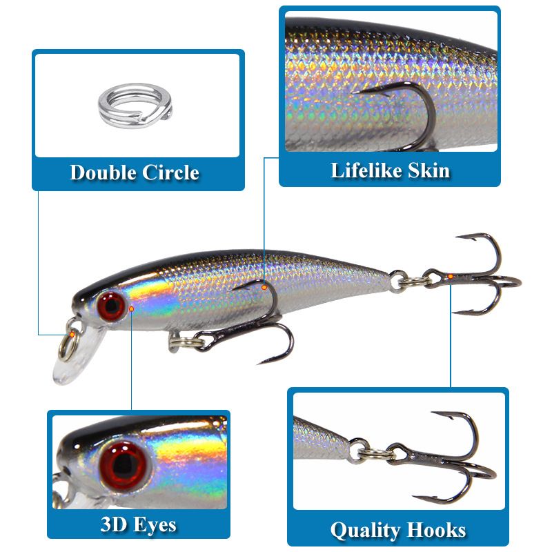 Peibutussööt Minnow uppuv 4,3 g/6,5 cm simulatsiooniga kõva sööt, nagu peibutussööt._voghion.com