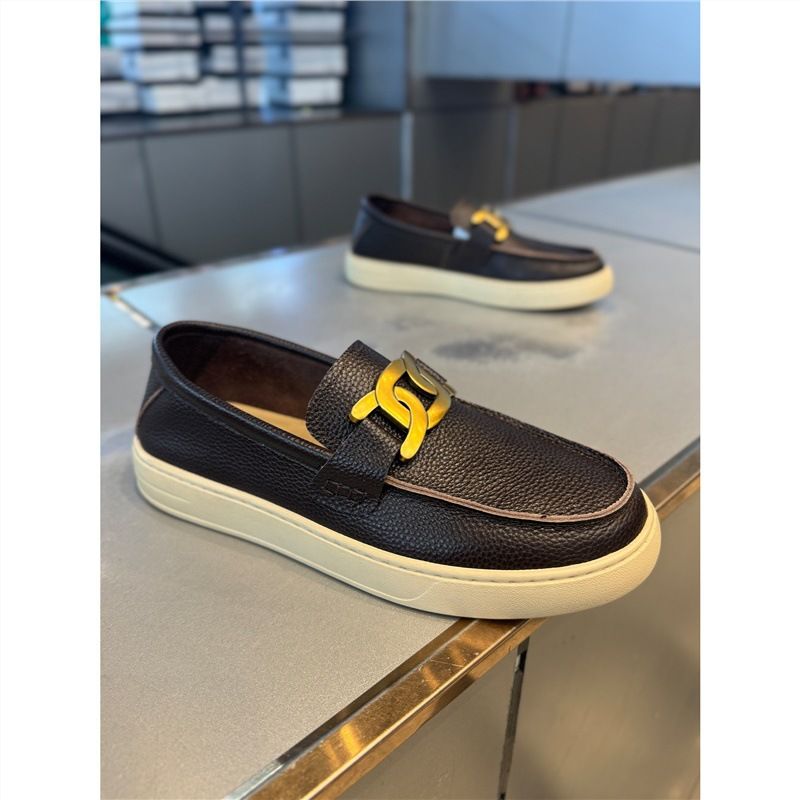 Herren Bean 2024 Frühling und Herbst Schwarz Lazy Business Casual Weiche Sohle One Step Leder Lefu Vielseitige Boardschuhe_voghion.com