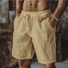 Abbigliamento da uomo, pantaloncini in cotone e lino con elastico in vita, pantaloncini da spiaggia casual sportivi da uomo_voghion.com