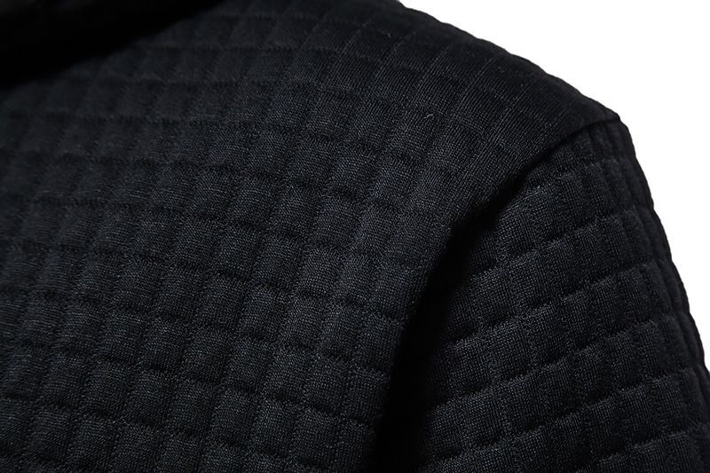 Felpa casual da uomo, taglia europea, in tessuto di cotone trapuntato a quadri, con cappuccio, in jacquard._voghion.com