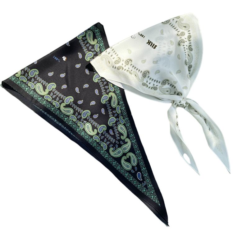 Französischer Stil Maulbeerseide Paisley Hals Damen Kleiner Diamant Schal Haarband_voghion.com