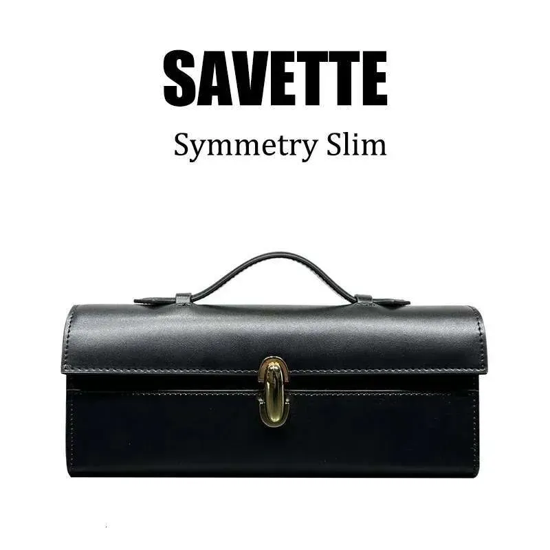 Brand Genuine Leather Tote New Women's Simple Handbag Small Square Baguette Bags High Quality Savette Symmetry Slim Bag_voghion.com
