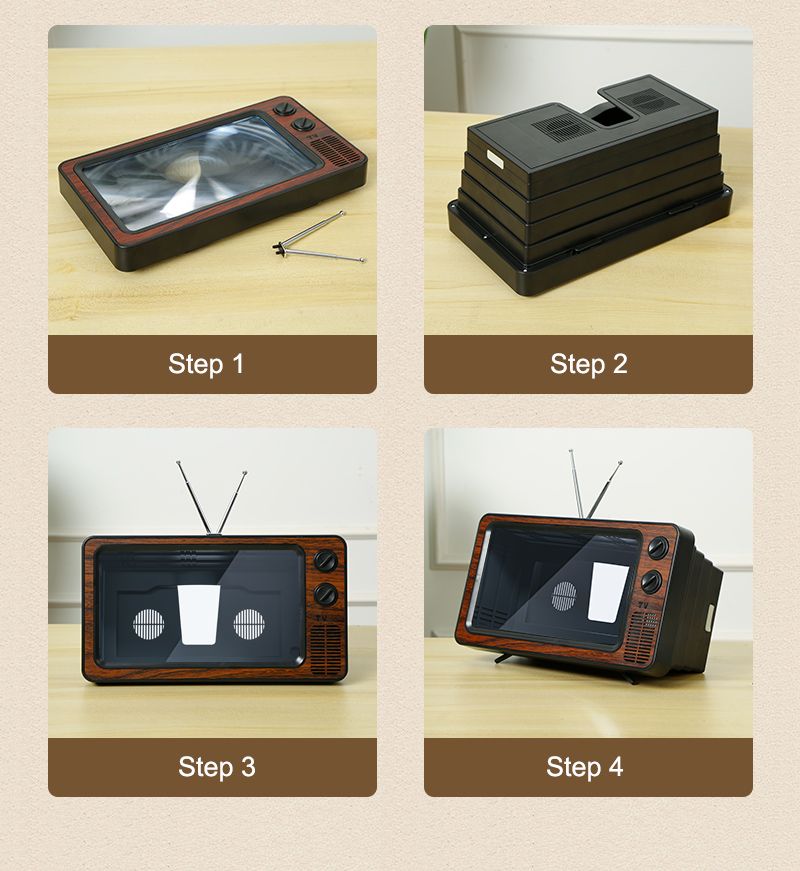 Amplificator pliabil 3D HD, în stil TV de școală veche, 2025, pentru toate smartphone-urile_voghion.com