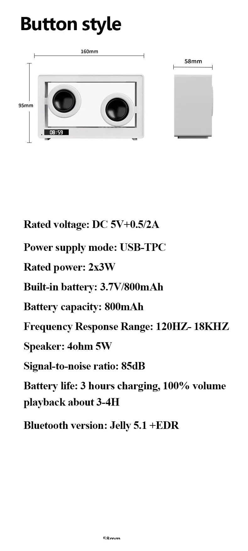 Nordic Mini Transparent Bluetooth High Quality Computer Speaker Portable Clock Wireless Music Box With LED Ambient Light_voghion.com