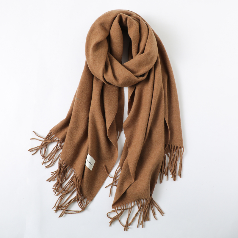 Sjaal voor dames, eenvoudige effen sjaal met kwastjes, warme imitatie kasjmier sjaal voor herfst en winter, veelzijdige casual_voghion.com