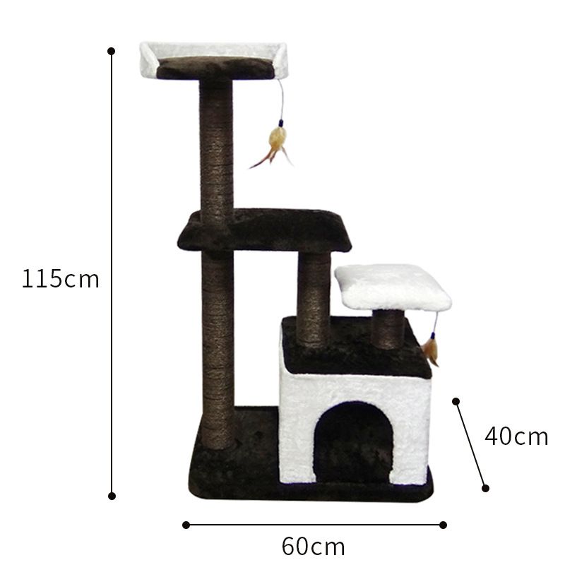 Casa de escalada con árbol integrado, marco extragrande, tabla rascadora de sisal, plataforma de salto para gatos, ahorra espacio, pulido de garras_voghion.com
