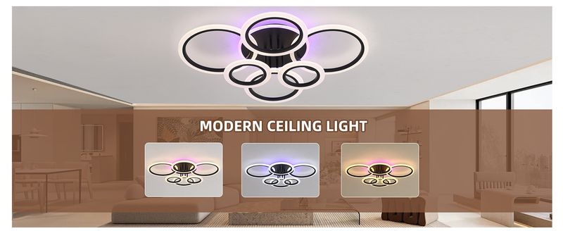 Moderne LED-Deckenleuchte für den Innenbereich, dimmbare Deckenleuchten für Schlafzimmer, 70-W-Deckenleuchte mit Unterputzmontage, 6-Ring-LED-Deckenlampe für Wohnzimmer, 3000–6000 K_voghion.com