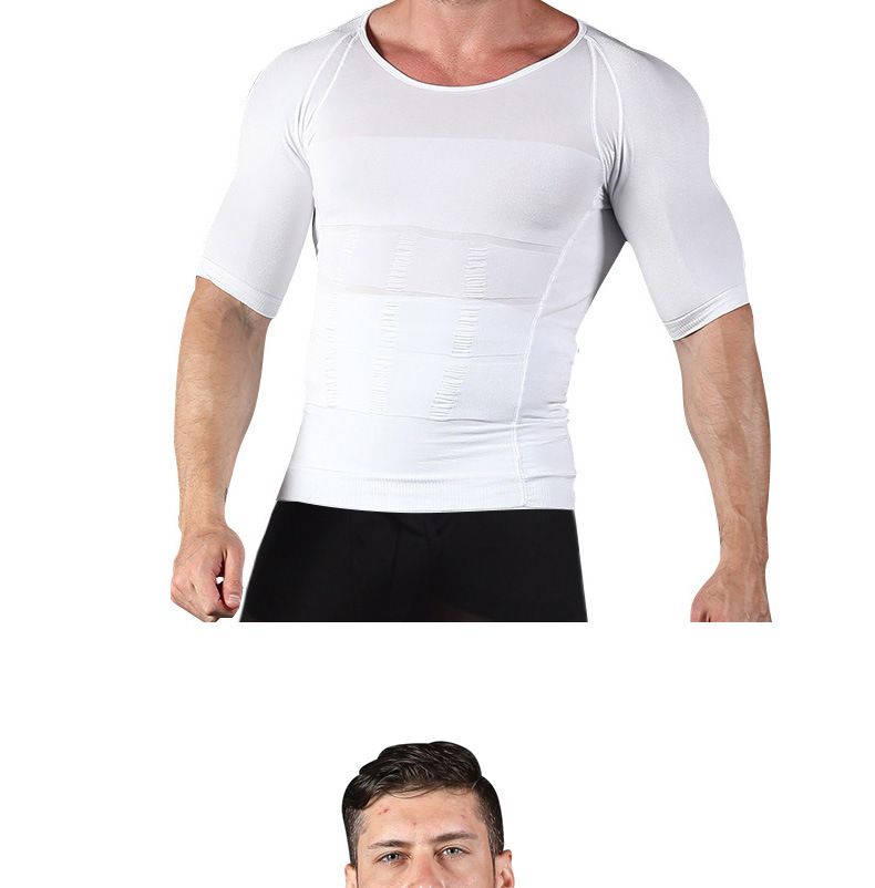 Męski gorset modelujący sylwetkę z krótkim rękawem Brzuch Męska odzież modelująca sylwetkę Sportowa elastyczna męska odzież modelująca sylwetkę Kamizelka z krótkim rękawem Hurtownia_voghion.com