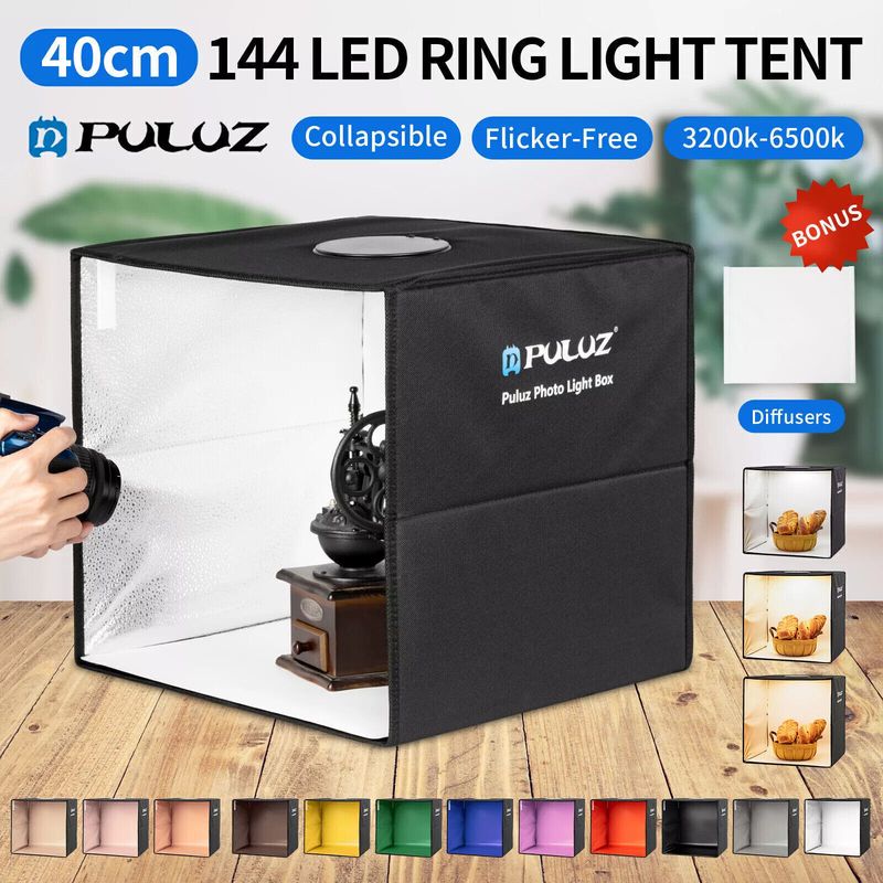 16' 10' PULUZ Portable LED Photo Light Box Cube Tent Studio Photography 40x40cm_voghion.com