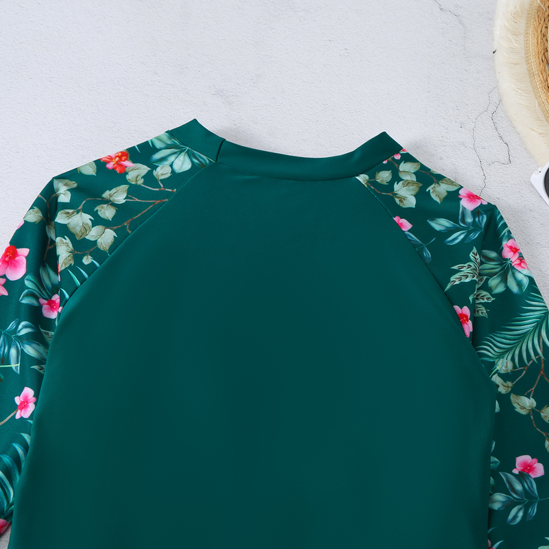 Damskie bokserki z długimi rękawami i nadrukiem, z filtrem przeciwsłonecznym i dwuczęściowym strojem kąpielowym_voghion.com