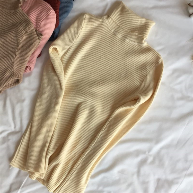 2023 herbst Winter Dicken Pullover Frauen Gestrickte Rippen Pullover Pullover Langarm-rollkragenpullover Schlank Jumper Weiche Warme Pull_voghion.com