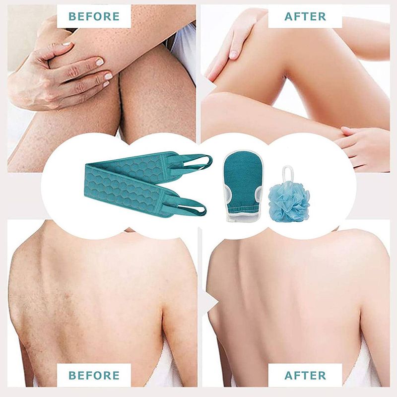Exfoliating Body Scrubber Set - Includes Back Scrubber, Bath Glove And Shower Bath Sponge Loofah_voghion.com