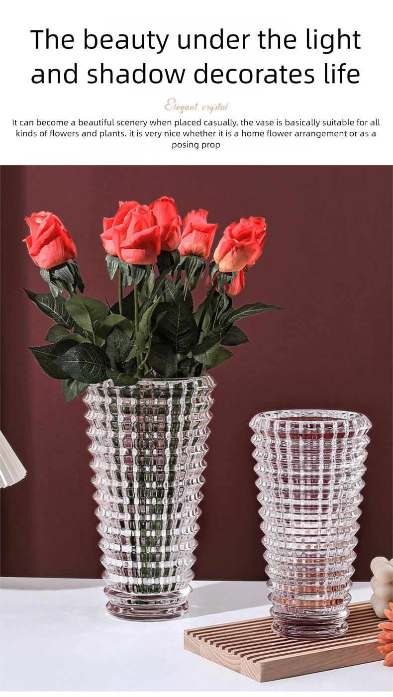 Home Transparent Crystal Glass Vase Nordic Light Luxury Ins Style Living Room Hotel Arrangement Ornament Fresh Flower_voghion.com
