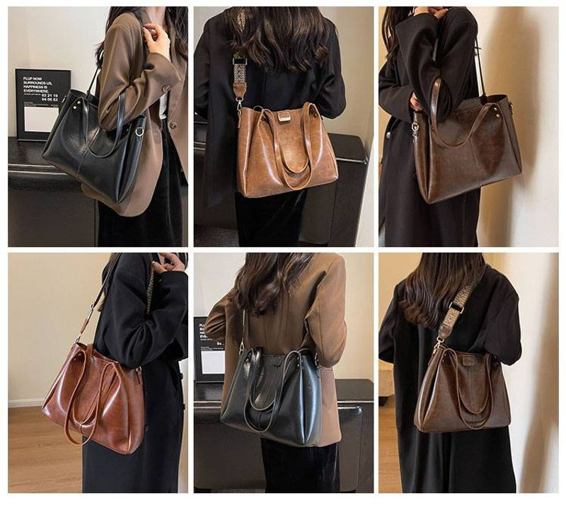 Vintage Pendler-Einkaufstasche großem Fassungsvermögen, neue Handtasche mit strukturiertem, breitem Schultergurt,_voghion.com