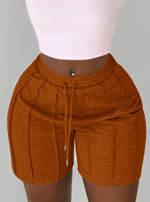 Vêtements pour femmes, loisirs d'été, sports, shorts à plis cure-dents sur le devant, pantalons de cyclisme, pantalons de sport, shorts gris clair_voghion.com