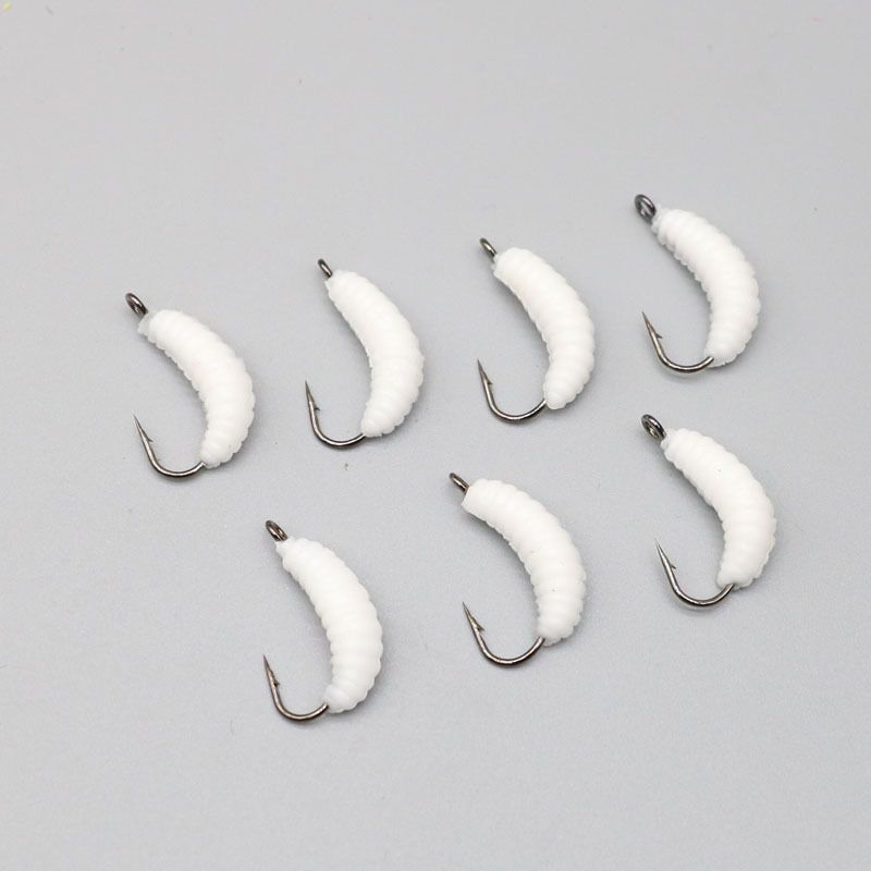 Lure With Hook Bread Worm 20mm 0.45g Bionic Hooked Maggot Soft Bait Set_voghion.com