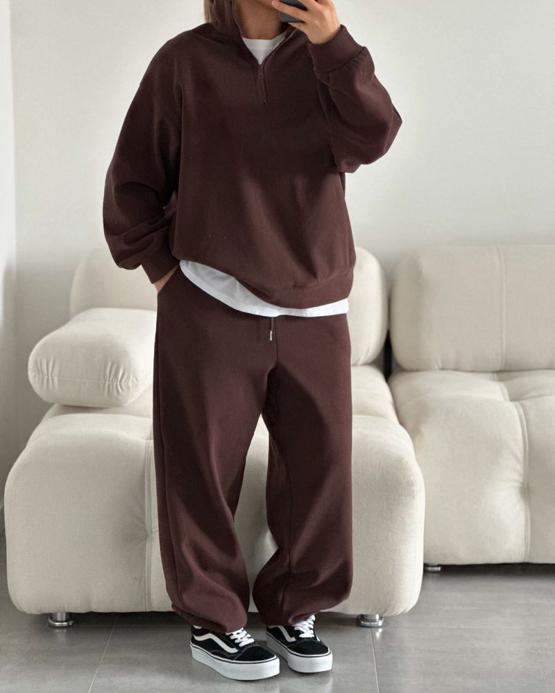 Completo da jogging con cappuccio oversize e coulisse - Completo casual streetwear in due pezzi in misto cotone (bianco, grigio, rosa, blu navy e_voghion.com
