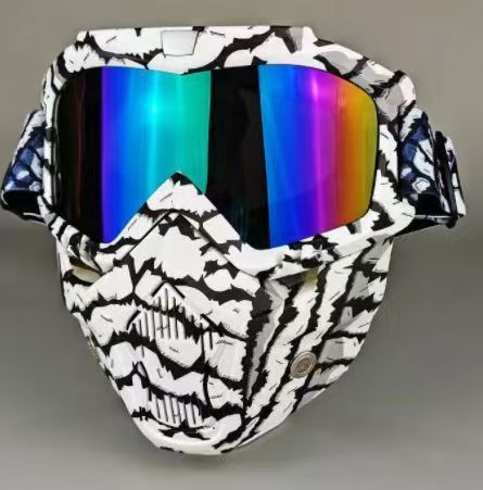 Harley Riding Water Transfer Pattern Halloween Skull Mask Detachable Windproof Sand Helmet_voghion.com