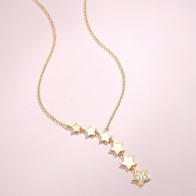 Edelstahl Gold Farbe Multip Sterne Zirkon Halskette Für Frauen Kette Choker Halskette 2024 Trend Mode Schmuck Geschenk_voghion.com