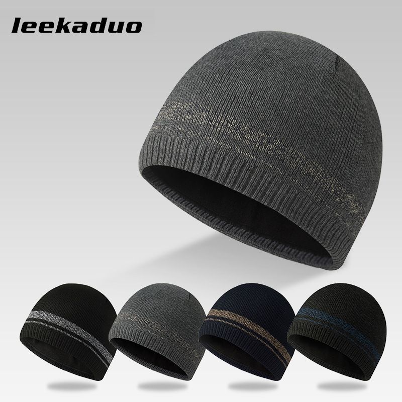 Plain Knit Winter Men's Wool Brimless Pullover Cold Hat Customizable_voghion.com