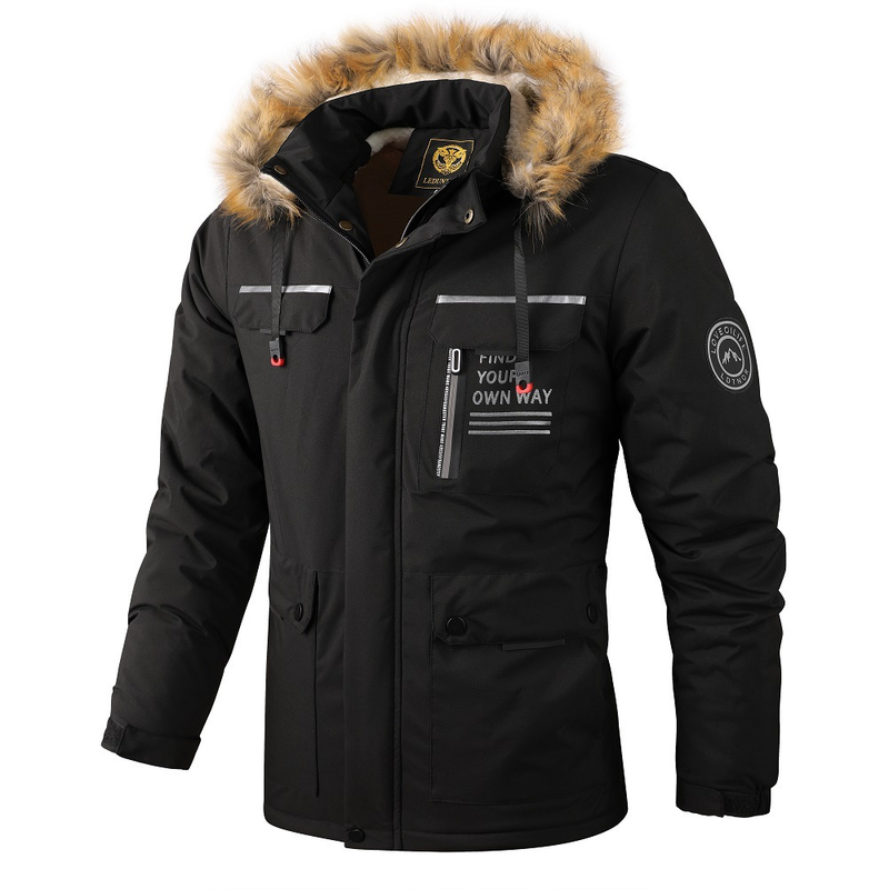 Herenkleding Winterjas met capuchon voor buitenlandse handel Windjack voor heren plus dikke fluwelen jas in grote maten_voghion.com