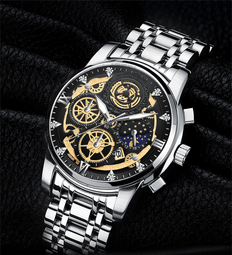 New Sun, Moon And Star Men's Watch Hollow Calendar Tourbillon Quartz Waterproof Watch Men's Watch_voghion.com