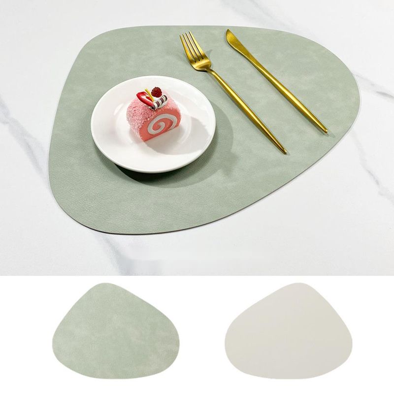 Nordic Cowhide Grain Water Drop Shape Leather Placemat Double-Sided Non-Slip PU Heat Insulation Restaurant Hotel Dining_voghion.com