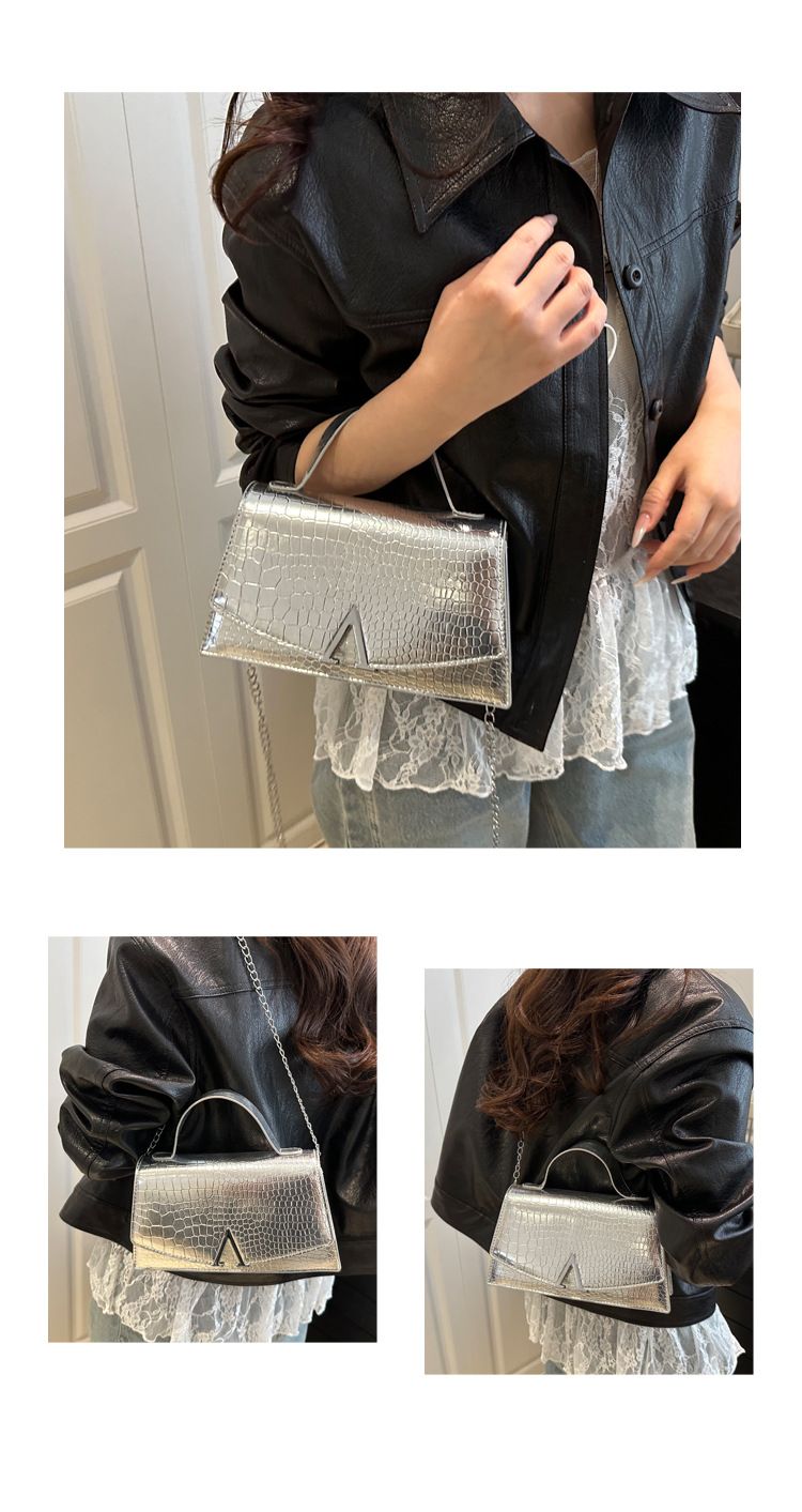 Elegante borsa da sera con tracolla a catena - Versatile borsa a tracolla e a spalla per donna, design minimalista in nero/bianco/marrone/oro/argento_voghion.com