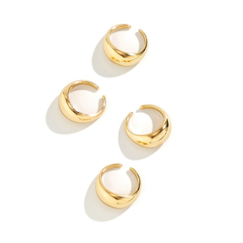 Ready Stock 4Pcs Unique Creative Smooth Water Drop Rings for Women Vintage Geometric Adjustable Open Finger Nail Ring Couple Wed_voghion.com