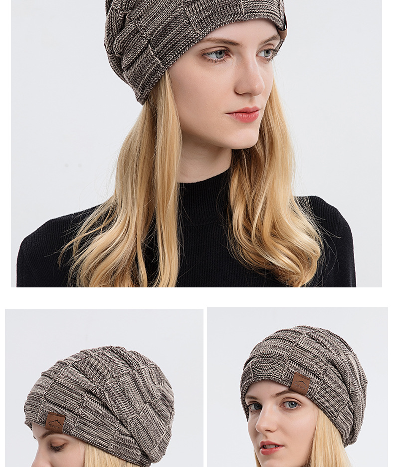 9875 Autumn/Winter Plush Mixed Color Versatile Woolen Knitted for Warm Fashion Pullover Winter Women's Hat_voghion.com