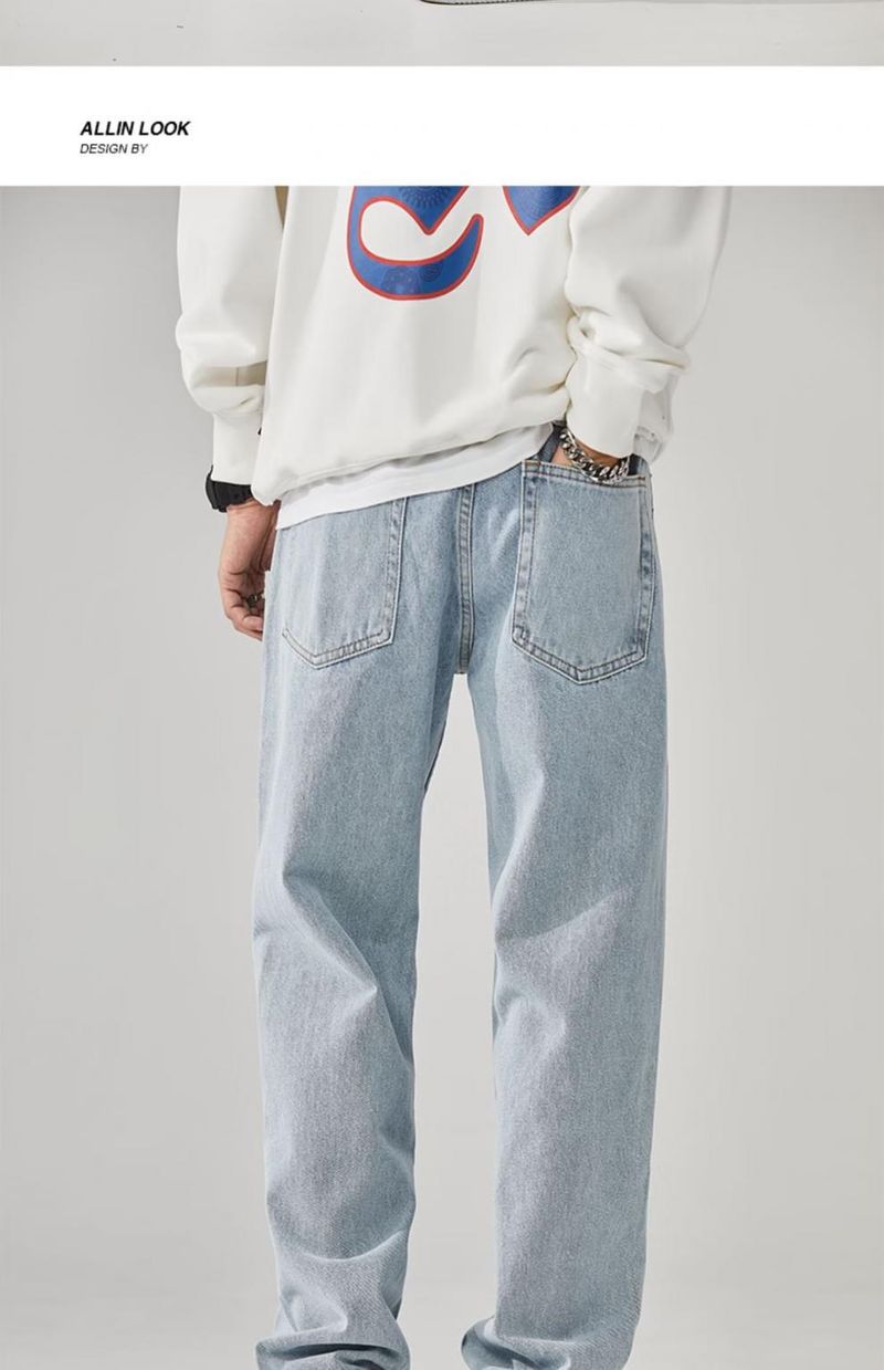 Herrenbekleidung 2024 Frühling und Herbst Jeans Retro Amerikanischer Stil Lose Gerade Lange Hosen Männer_voghion.com