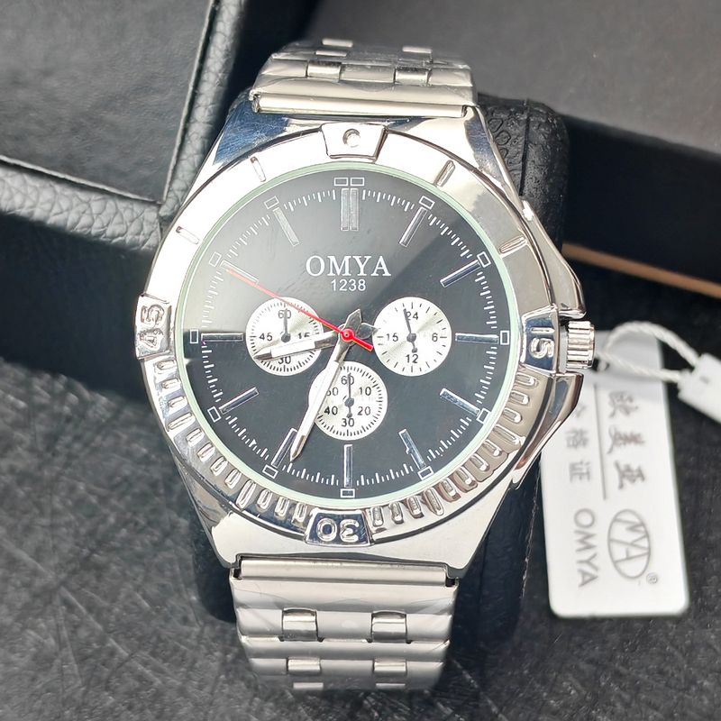 Watch OMYA New Three Eye Men's Fashion Business Steel Belt Quartz Watch_voghion.com