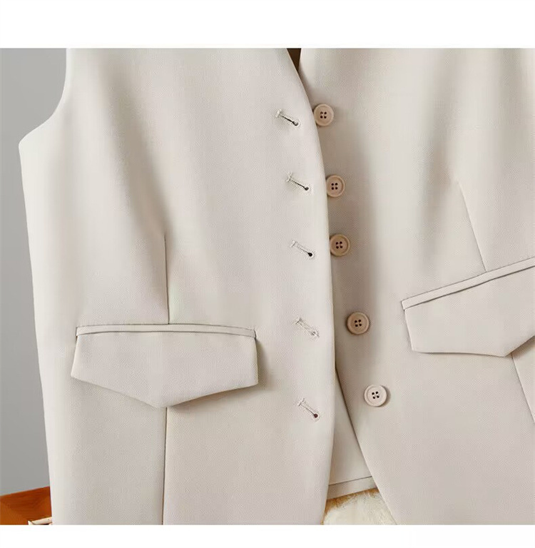 Elegante Anzugweste für Damen, V-Ausschnitt, Business-Weste, ärmellose Weste fürs Büro, Pendeln, Stil mit Knöpfen, neue Oberbekleidung_voghion.com