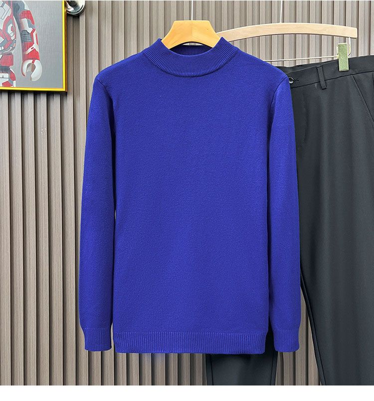 Herenkleding Herfst en winter Mid Neck Inner Wear Halfhoge kraag Trui Effen gebreide trui Onderkant trui_voghion.com
