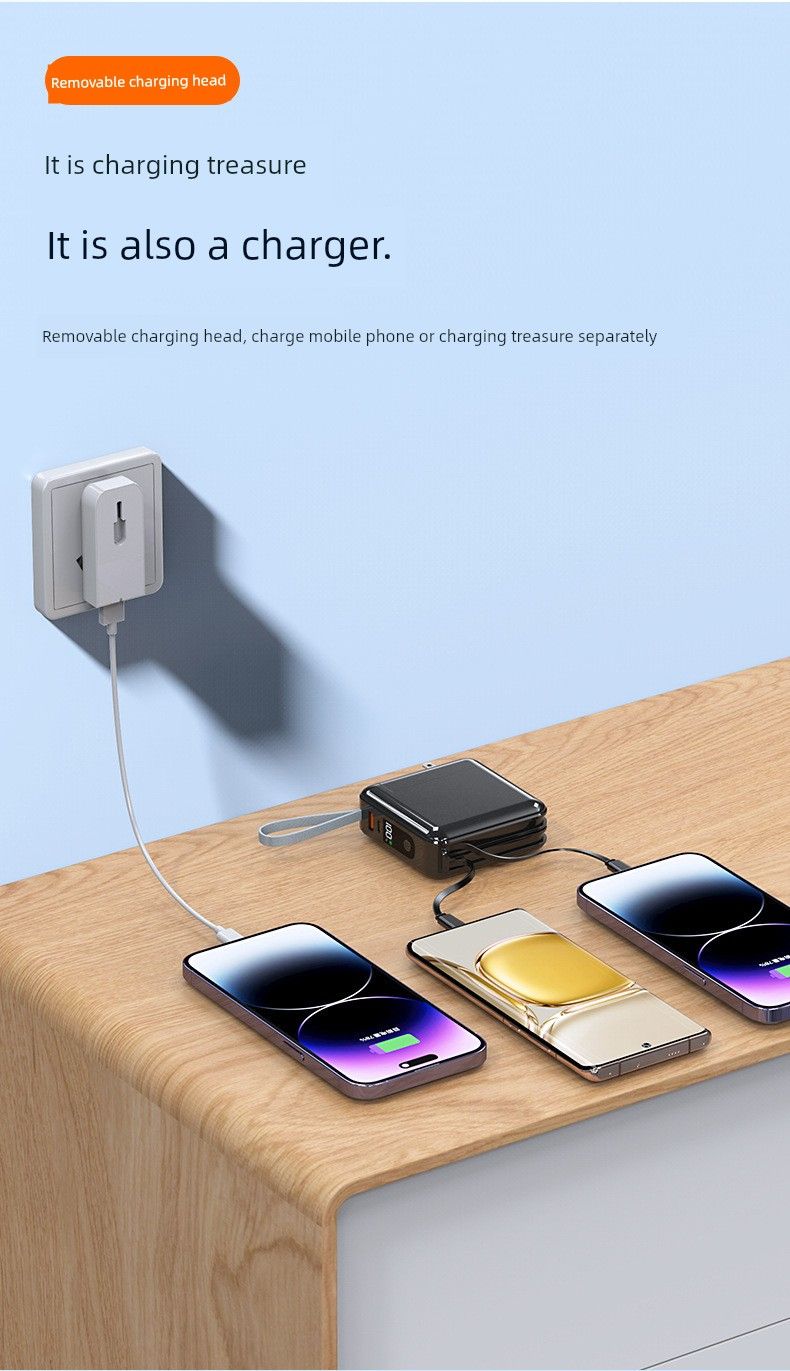 Auraro Power Bank kolm-ühes lipulaevpood koos kaabliga üliõhuke kompaktne kaasaskantav 2024 uus saabumine kiirlaadimine suur_voghion.com