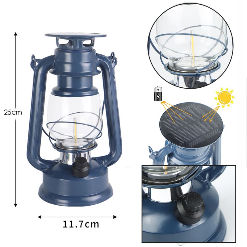 Cross Border Revolving Lantern Retro Outdoor Courtyard Garden Iron Portable Hanging Wind Lantern LED Solar USB Charging_voghion.com