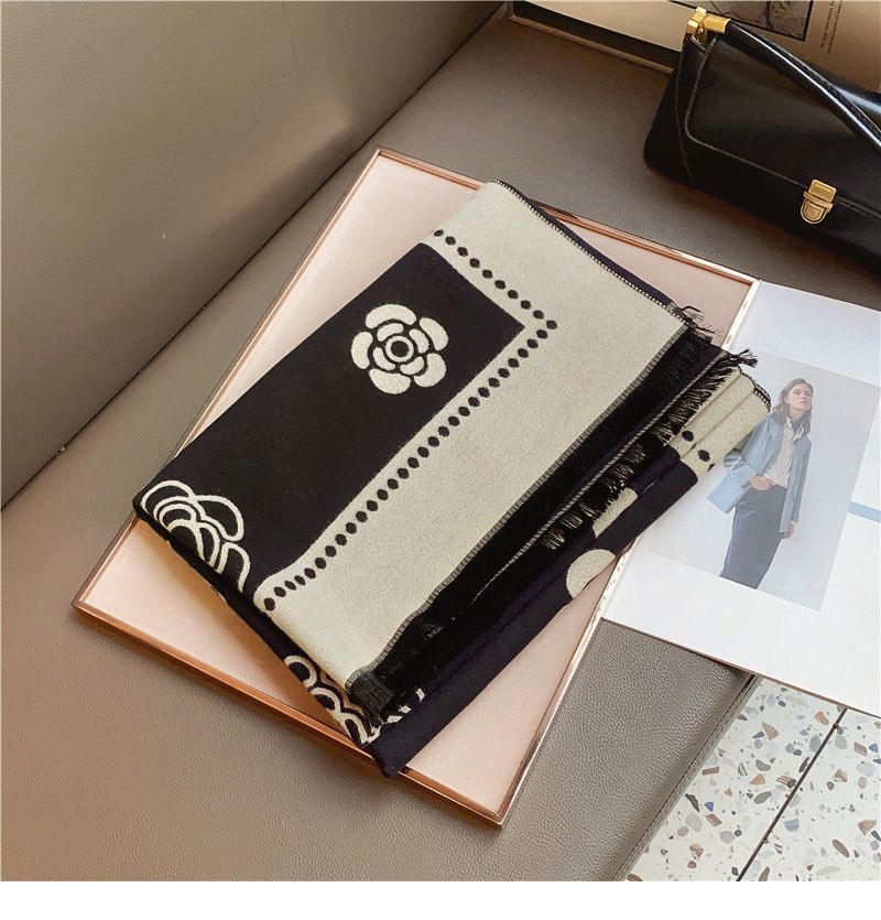 Temperamento, Stile profumato, Sciarpa in cashmere per ragazze in inverno, Decorata con cappotto, Calda e collo, Doppio uso_voghion.com