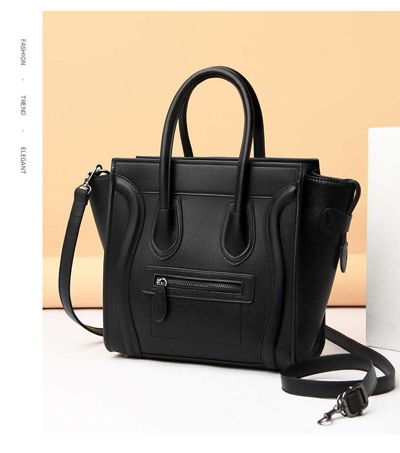 Nova moda feminina 2024 um ombro crossbody na moda litchi padrão rosto sorridente bolsa grande saco_voghion.com