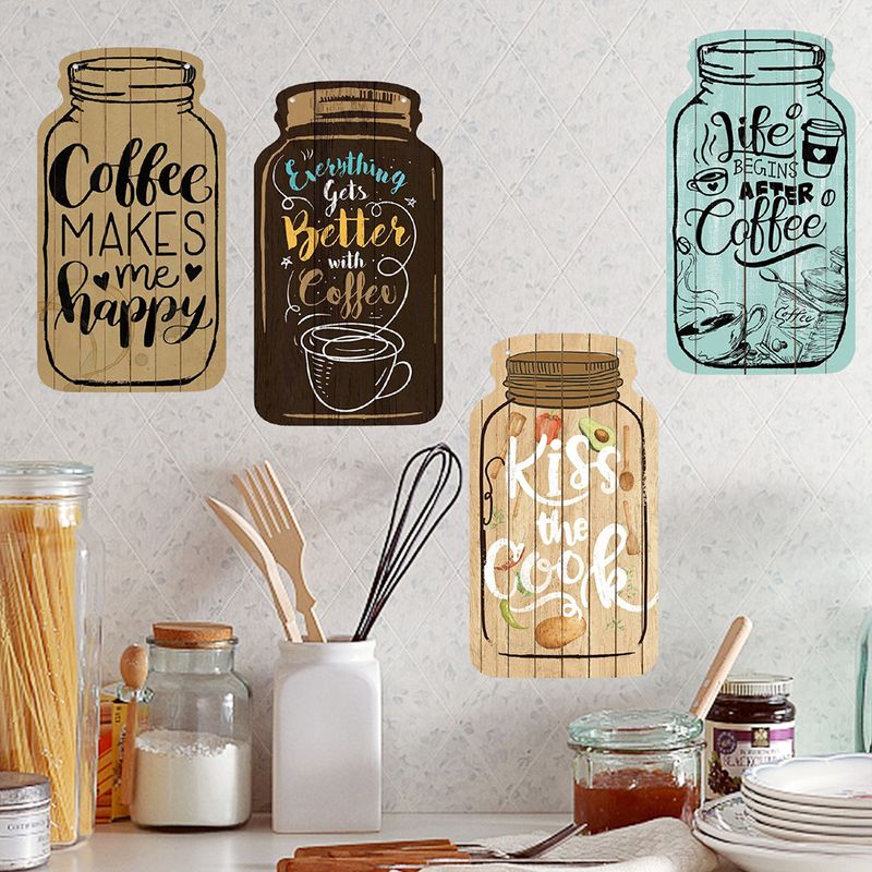 Happy Japanese Bottle Jar Kitchen Self Adhesive Paper N1741 Coffee Shop Decoration Atmosphere Wall Stickers_voghion.com
