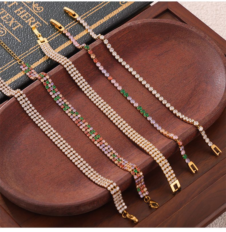 Women's Jewelry Personalized Fashion Color Full Diamond Bracelet Micro Inlaid Claw Grasping Zircon Light Luxury Titanium Steel Gold Plated Jewelry_voghion.com