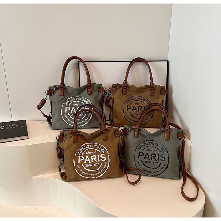Borsa in tela pigra, borsa casual di grande capacità, borsa a tracolla da donna, borsa a tracolla con lettera_voghion.com