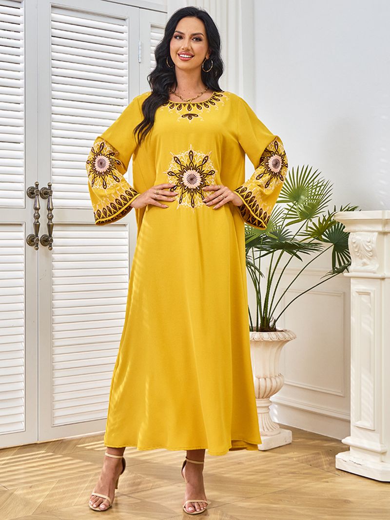 2025 Muslim Dubai Abaya Damen Besticktes Gewand Abendkleid 3A2_voghion.com