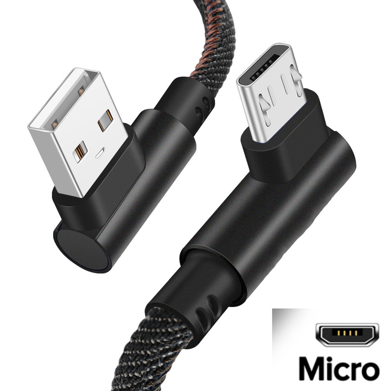 USB Micro cable 2.4A fast charger C-type cable 90 degree elbow nylon braided USB cable, suitable for Samsung/S ,_voghion.com