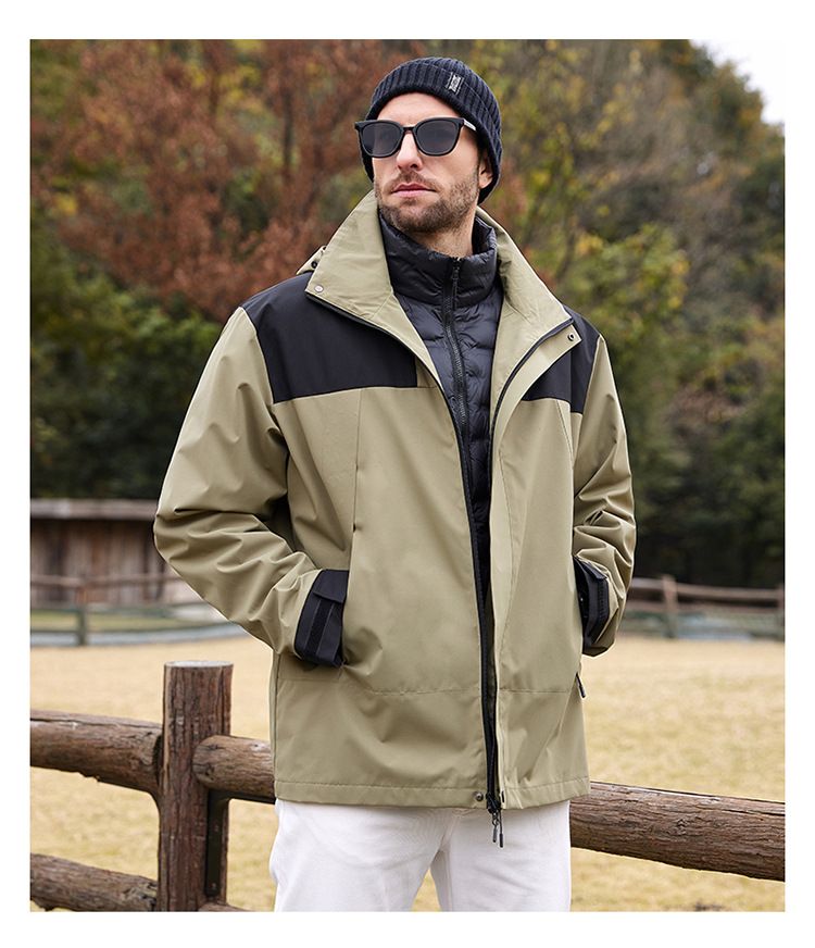 Korean Style Men's Down Jacket – Trendy Couple Matching Hooded Puffer Coat, Lightweight & Fashionable (Black/Ivory White/Tea Green, XS-3XL)_voghion.com